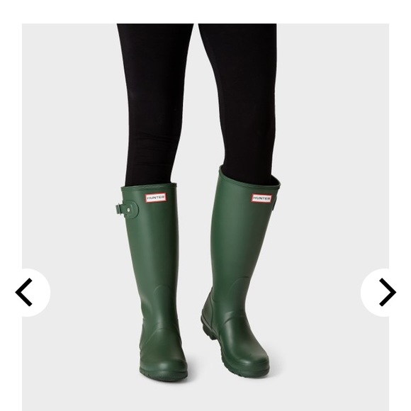 Green hunter rain boots